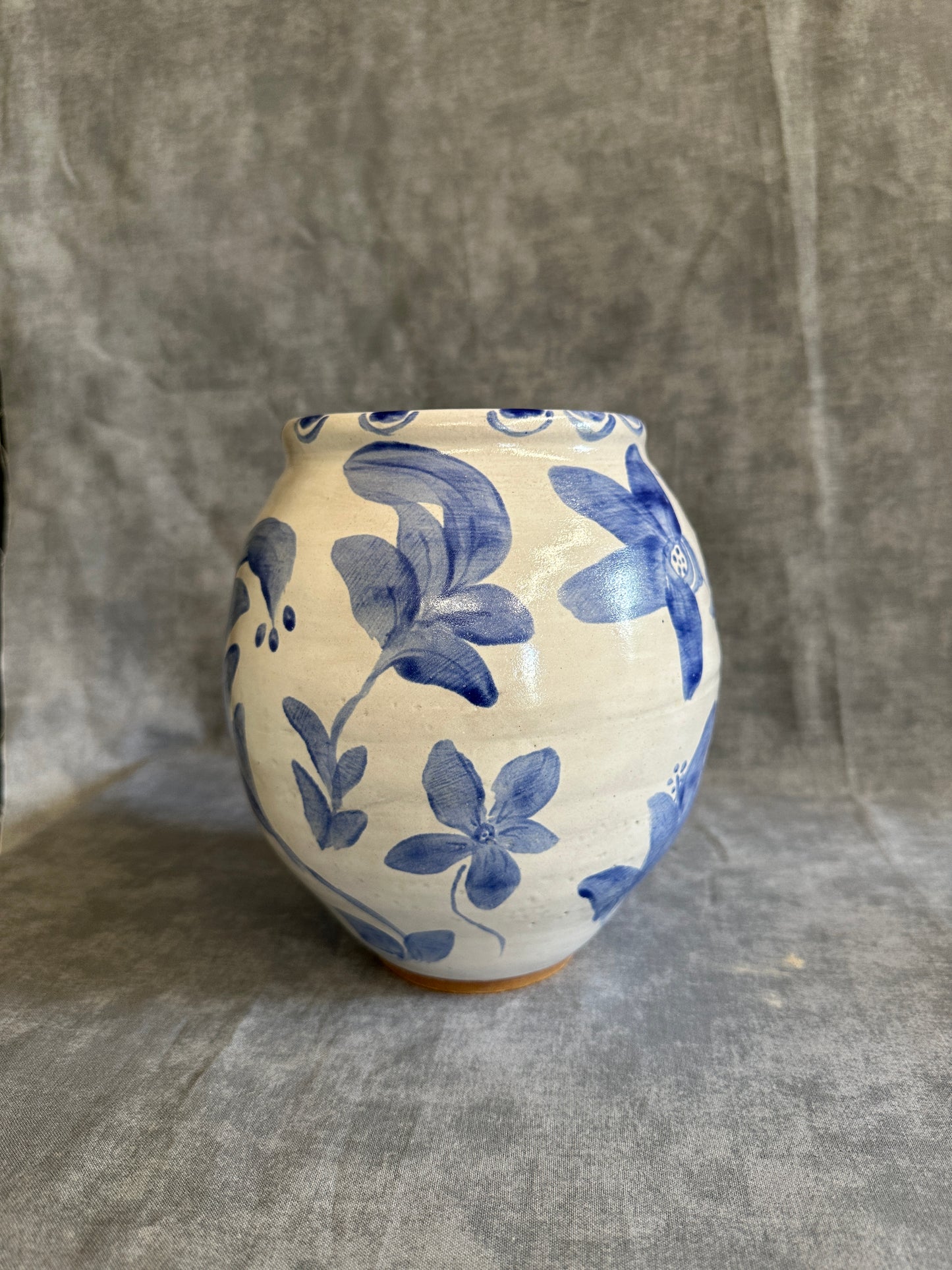 Blue and White Floral Vase