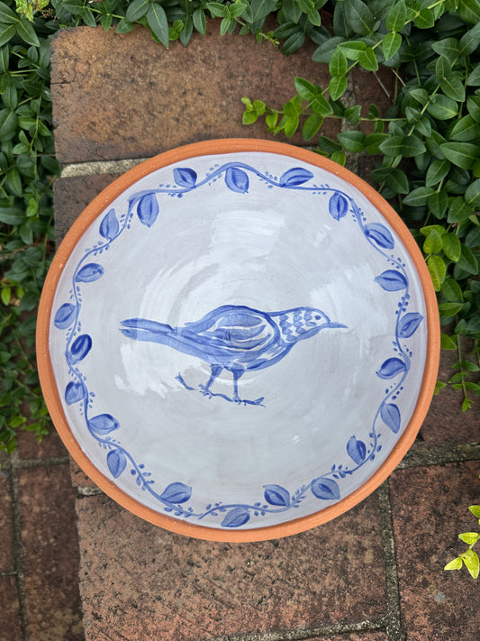 Blue Bird Terracotta Bowl