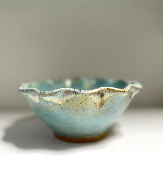Topaz Blue Ruffled Bowl